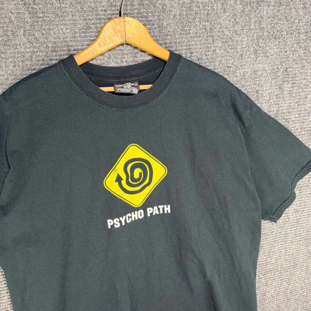 Steve & Barrys Mens XL Black Psycho Path Graphic T-Shirt Cotton Short Sleeve Tee